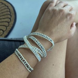 Victoria Emerson White Bracelet with Silver, iridescent, and white Accents